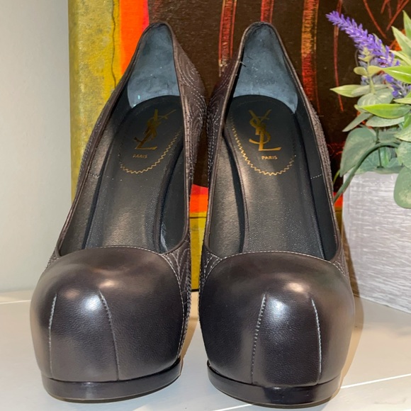 YSL: TRIBTOO 105 Pump, NAPPA Medium Grey Size 40.5 (9.5) - Picture 5 of 10